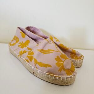 Soludos X Wool and The Gang Floral Yellow Pink Espadrilles Women's Size 8